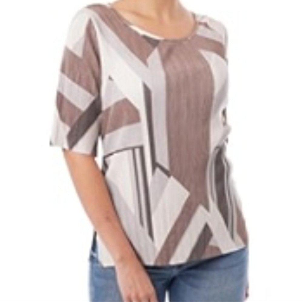 Geometric Plisse Patterned Women's Top - image 3
